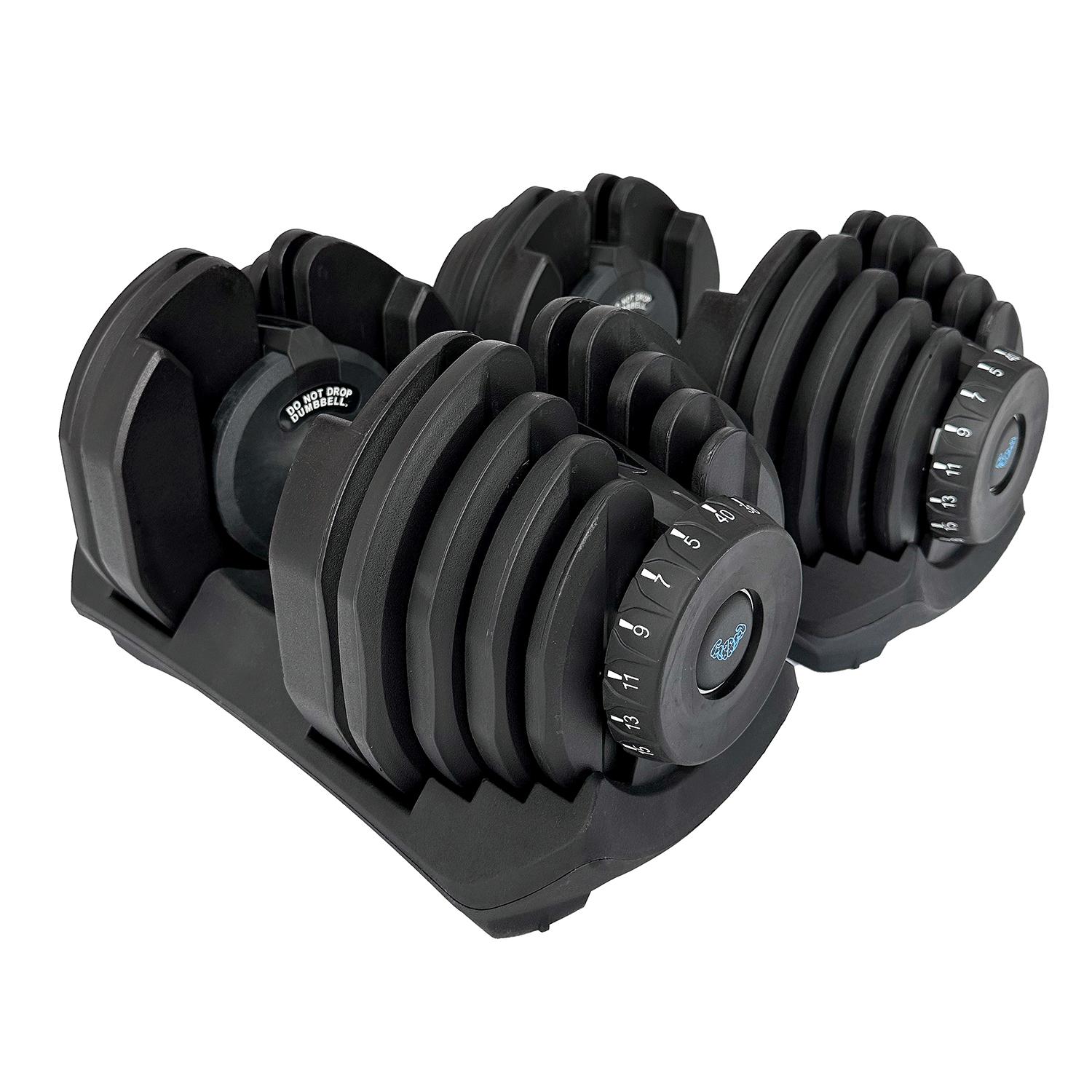 40 LB adjustable dumbbell weight set pair dumbbells plates handles outlet pair