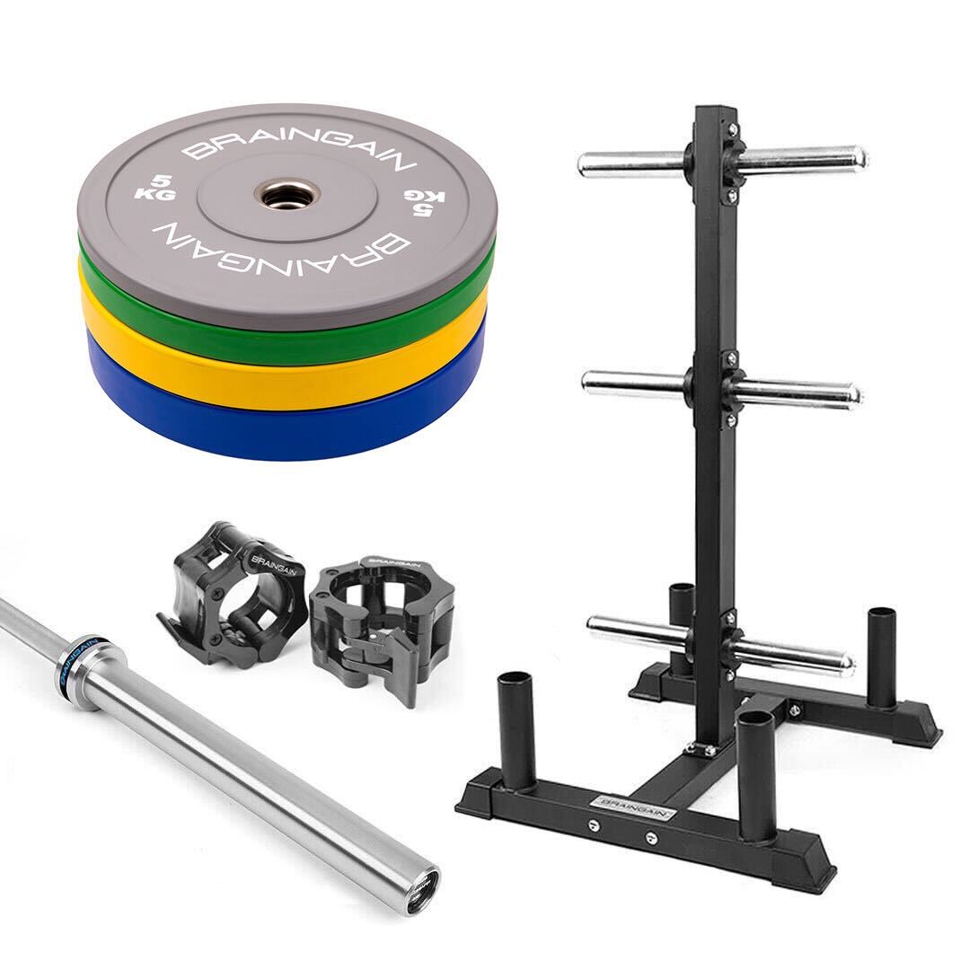 BRAINGAIN Spartan Gym Bundle (100kg Plates, 15kg Olympic Bar)