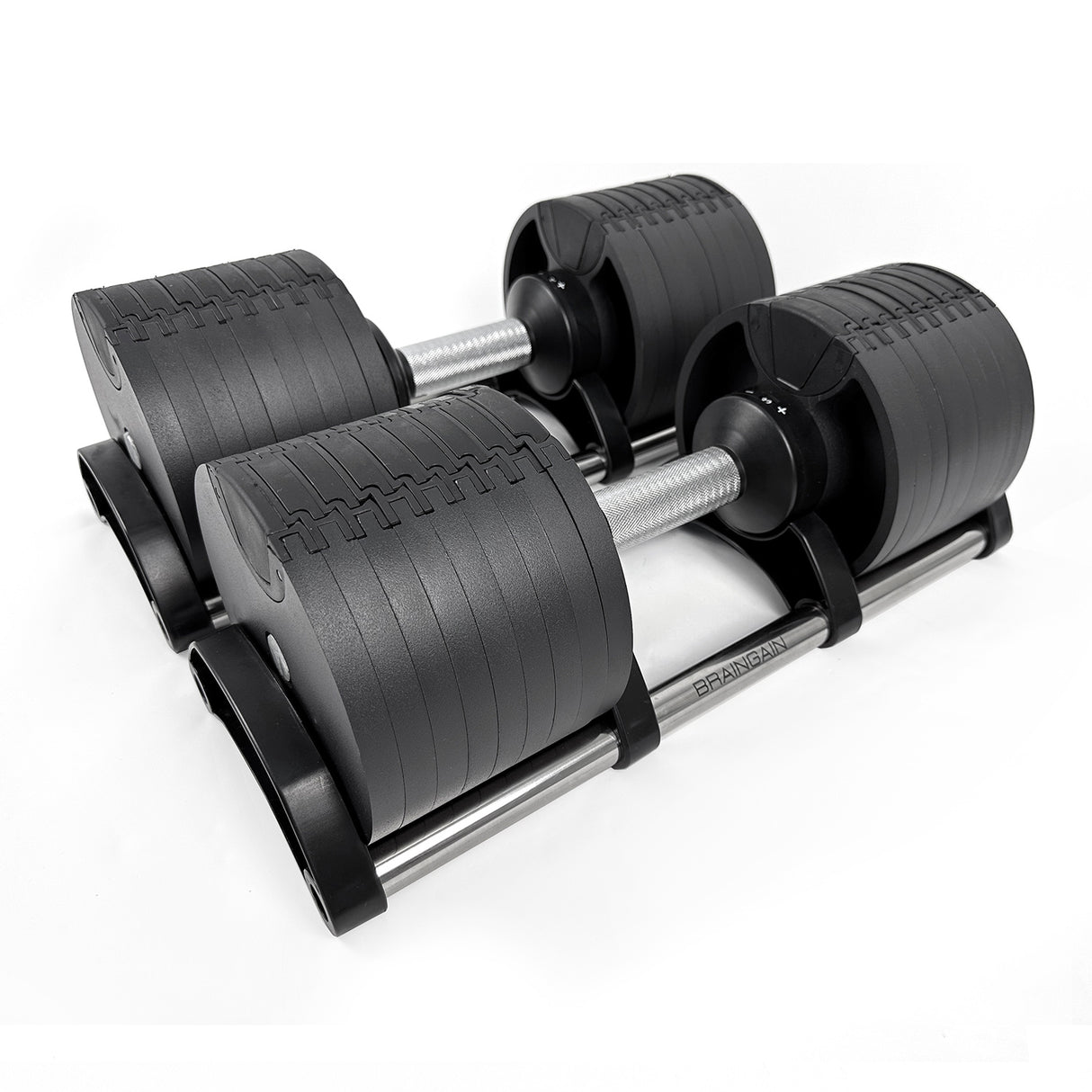 BRAINGAIN PAIR 45kg Round Adjustable Dumbbell 9 Dumbbells in 1 4.5kg increment On Floor