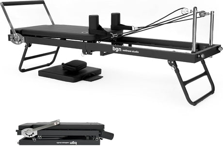 Foldable Reformer Pilates Machine - Midnight Black / Cloud Grey