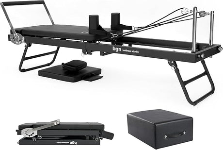 Foldable Reformer Pilates Machine - Midnight Black / Cloud Grey