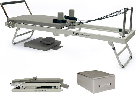 Foldable Reformer Pilates Machine - Midnight Black / Cloud Grey
