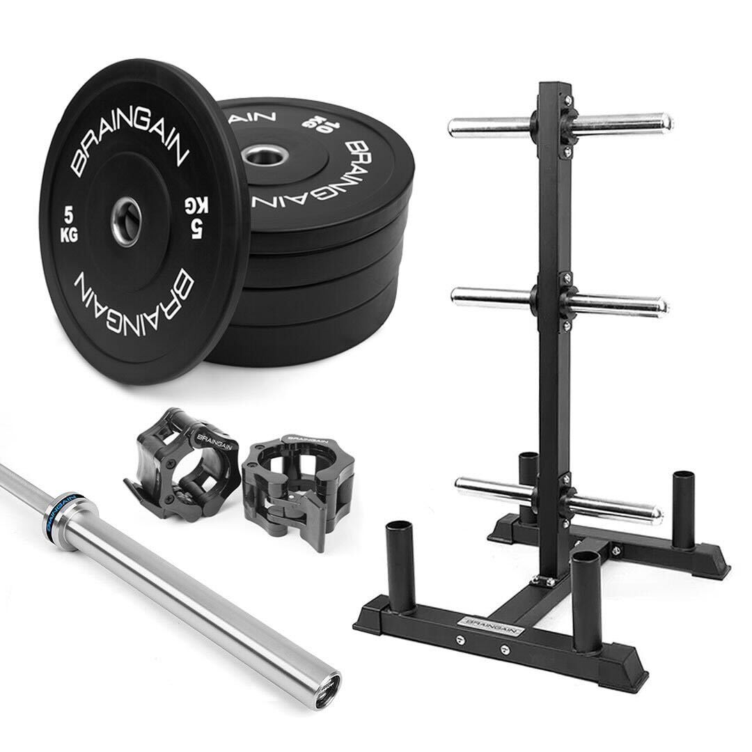 BRAINGAIN Spartan Gym Bundle (100kg Plates, 15kg Olympic Bar)