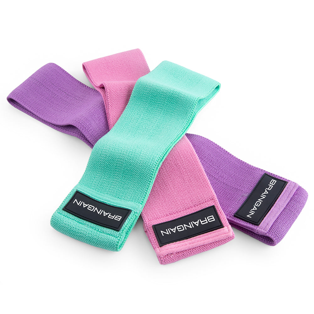 BRAINGAIN Resistance Bands Premium Fabric Non Slip Leg Glutes